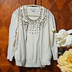 MICHAEL KORS Vintage 2 Piece Sweater Set Gold Zipper & Sequined Collars …